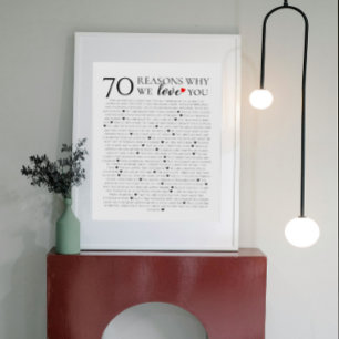 70 Gründe, warum wir dich zum 80. 60. 50. Geburtst Poster