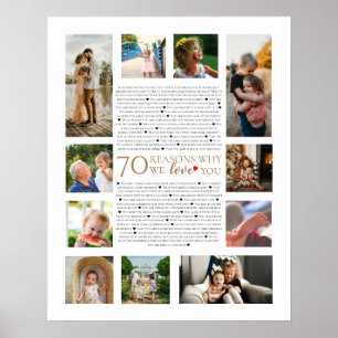 70 Gründe, warum wir Sie 80. 60. Geburtstag 50. Li Poster