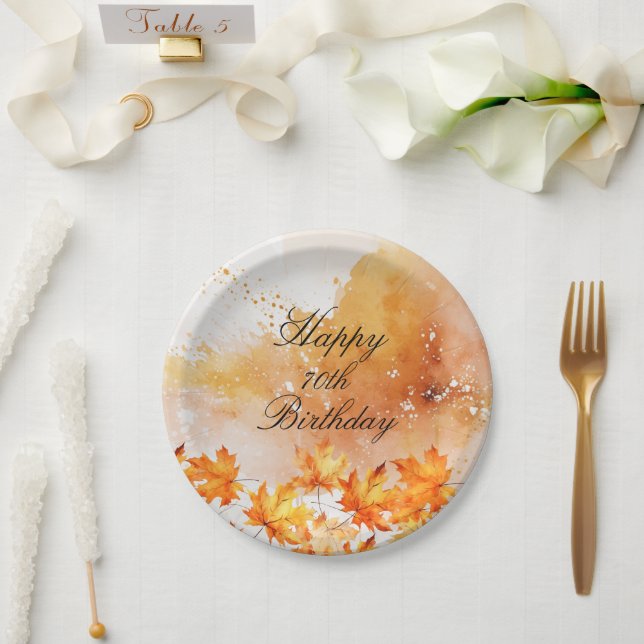 70 Herbst Geburtstag Pappteller (Hochzeit)