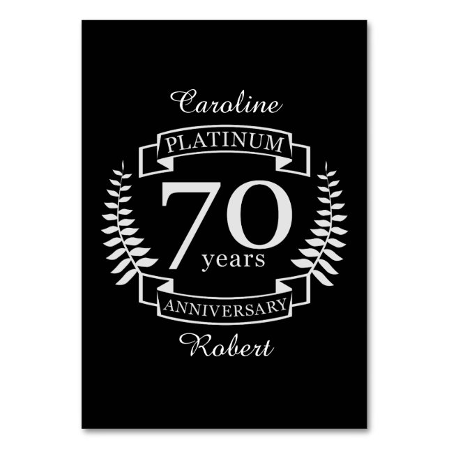 70. Hochzeit JAHRESPLATINUM Tischnummer (Vorderseite)