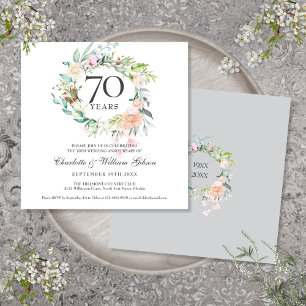 70. Hochzeitsjubiläum Aquarell Blumen Einladung