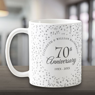 70. Hochzeitsjubiläum Love Hearts Konfetti Kaffeetasse