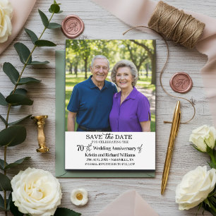 70. Hochzeitsjubiläum Save-the-Date-Foto Mitteilungskarte