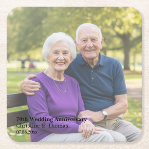70. Hochzeitstag - Foto-Text-Overlay hinzufügen Rechteckiger Pappuntersetzer