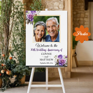 70. Hochzeitstag Gold Frame Lila Rose Poster