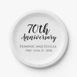 70. Hochzeitstag Individuelle Papierplatten Pappteller