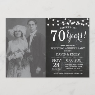 70. Hochzeitstag Kreidetafel Foto Einladung
