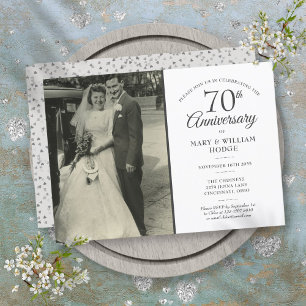 70. Hochzeitstag Love Heart Konfetti Hochzeitsfoto Einladung