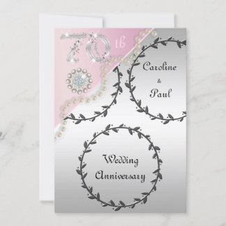 70. Hochzeitstag mit Silberne Rose Gold Einladung