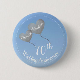 70. Hochzeitstag Platin-Herzballons Button