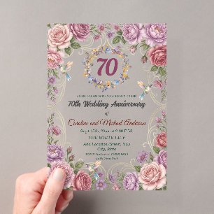 70. Hochzeitstag - Platinhochzeit Kolibris Acryleinladungen