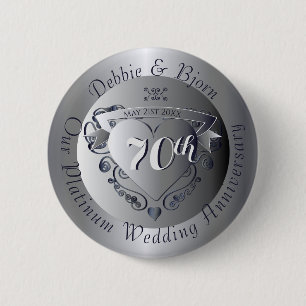 70. Hochzeitstag Platinum Herz Button