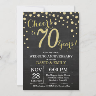70. Hochzeitstag Schiefertafel Schwarz und Gold Einladung