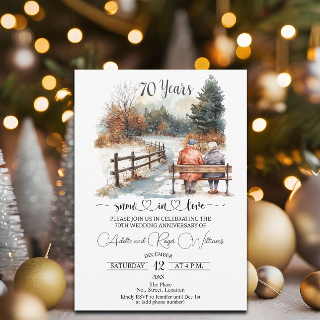 70. Hochzeitstag Winterlandschaft Romantik Einladung (Von Creator hochgeladen)