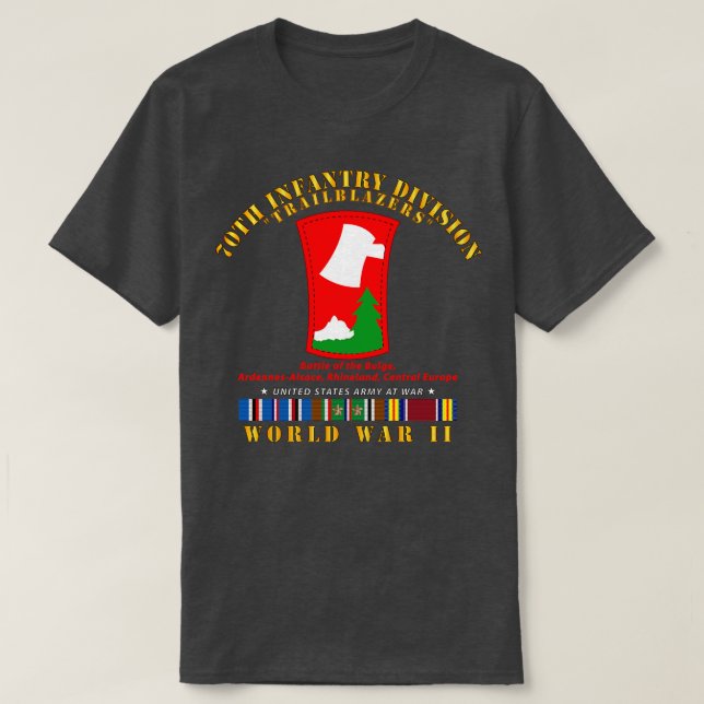 70. Infanterie Division Trailblazers w. WWII EU SV T-Shirt (Design vorne)