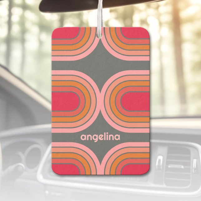 70 Inspirierte Line Art Sunset Roter Orange Rosa B Autolufterfrischer (Custom Air Freshener)