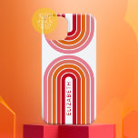 70 Inspirierte Line Art Sunset Roter Orange Rosa B Case-Mate iPhone Hülle<br><div class="desc">Ein bohemianisches gebogenes Design mit gestreiften Mustern und kreisförmigen Formen in Rosa,  Orange und Ziegelrot. Ein kühnes,  aber minimales Design mit einem optionalen Bereich zum Hinzufügen von Text.</div>