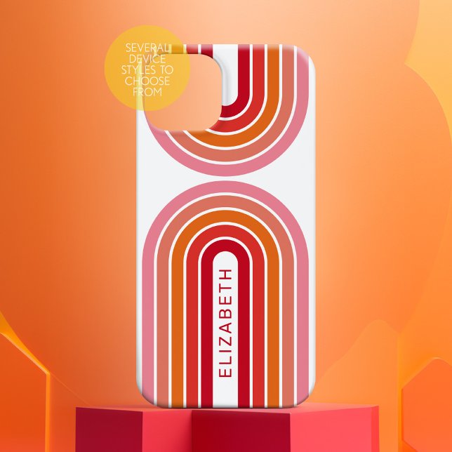 70 Inspirierte Line Art Sunset Roter Orange Rosa B Case-Mate iPhone Hülle (Personalized Phone Case with Custom Text and Trendy Design)