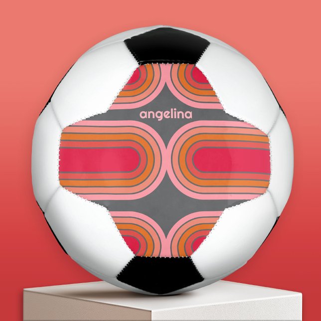 70 Inspirierte Line Art Sunset Roter Orange Rosa B Fußball (Custom Soccer Ball)