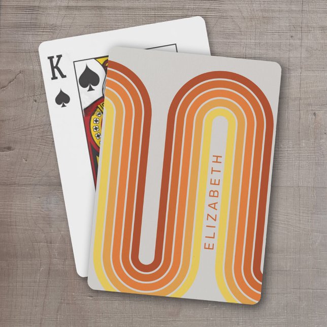 70 Inspirierte Linie Art Sunset Red Orange Yellow  Spielkarten (Retro Stripe Design - Personalized Playing Cards)