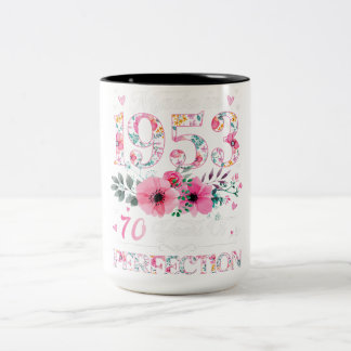 70 Jahre alt 1953 Blumengeschenk 70. Geburtstag Zweifarbige Tasse