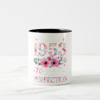 70 Jahre alt 1953 Blumengeschenk 70. Geburtstag Zweifarbige Tasse