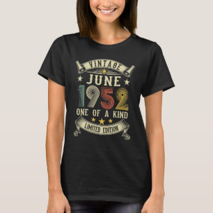 70 Jahre alt 70. Geburtstag Vintage Juni 1952 Retr T-Shirt