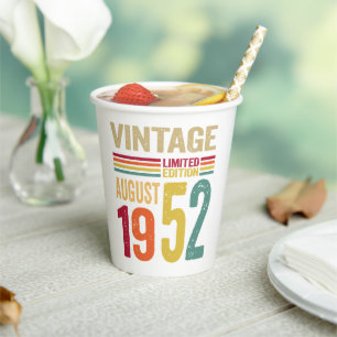 70 Jahre alt Geschenke Vintager August 1952-70. Pappbecher