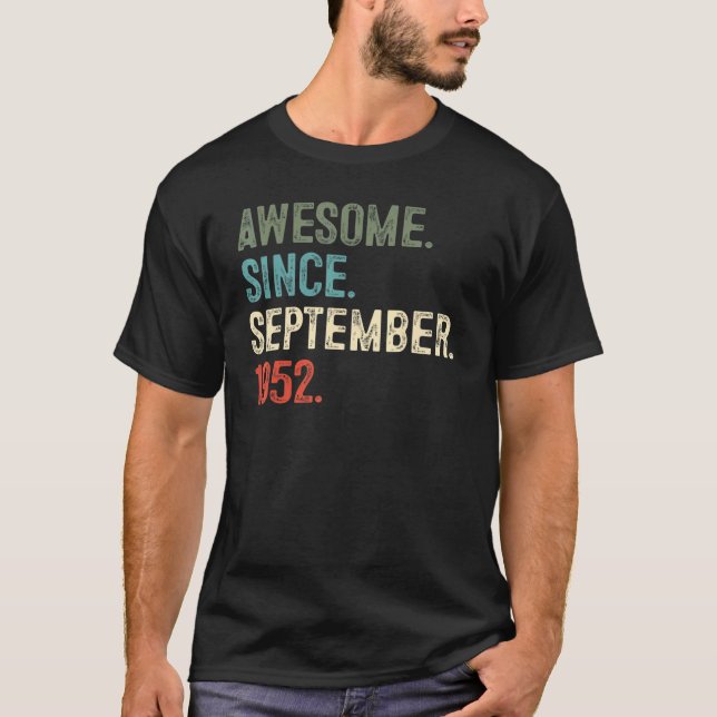 70 Jahre alt Phantastisch seit September 1952 70. T-Shirt (Vorderseite)