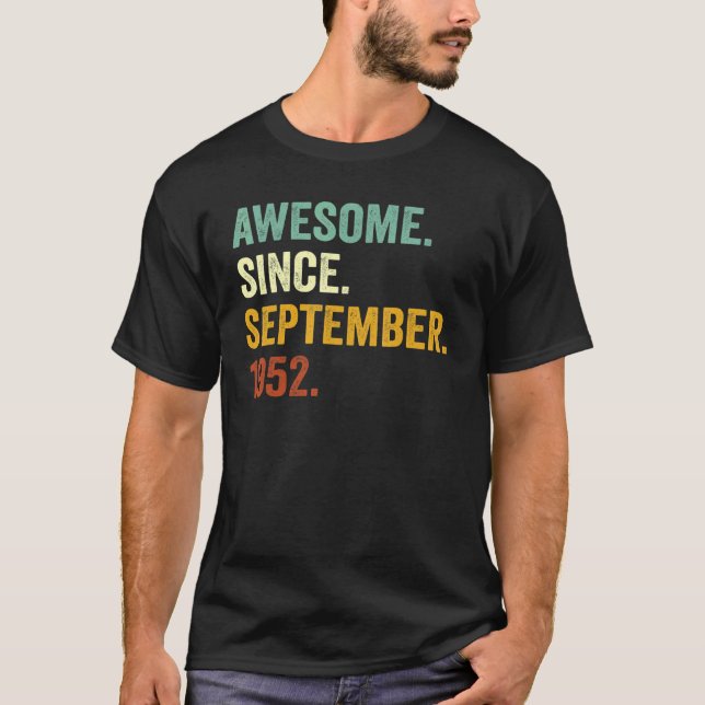70 Jahre alt Phantastisch seit September 1952 70.  T-Shirt (Vorderseite)