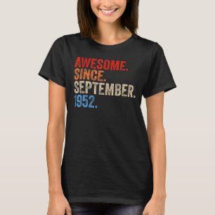 70 Jahre alt Phantastisch seit September 1952 70. T-Shirt