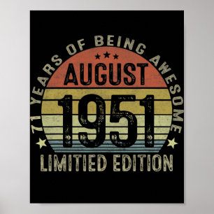 70 Jahre Alte Geschenke August 1952 Limited Editio Poster