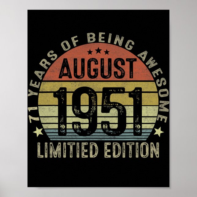 70 Jahre Alte Geschenke August 1952 Limited Editio Poster (Vorne)
