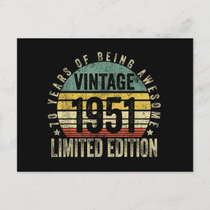 70 Jahre alte Geschenke Vintag 1951 Geburtstag Postkarte