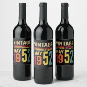 70 Jahre Alte Geschenke Vintag Mai 1952 - 70. Weinetikett