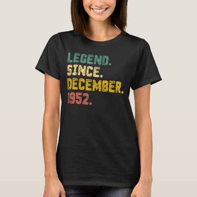 70 Jahre alte Legende seit Dezember 1952 70. Gebur T-Shirt (Vorderseite)