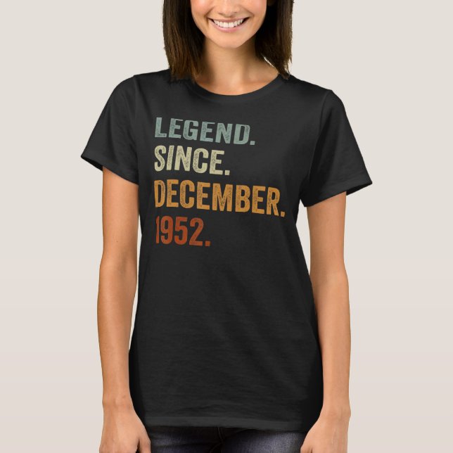 70 Jahre alte Legende seit Dezember 1952 70. Gebur T-Shirt (Vorderseite)