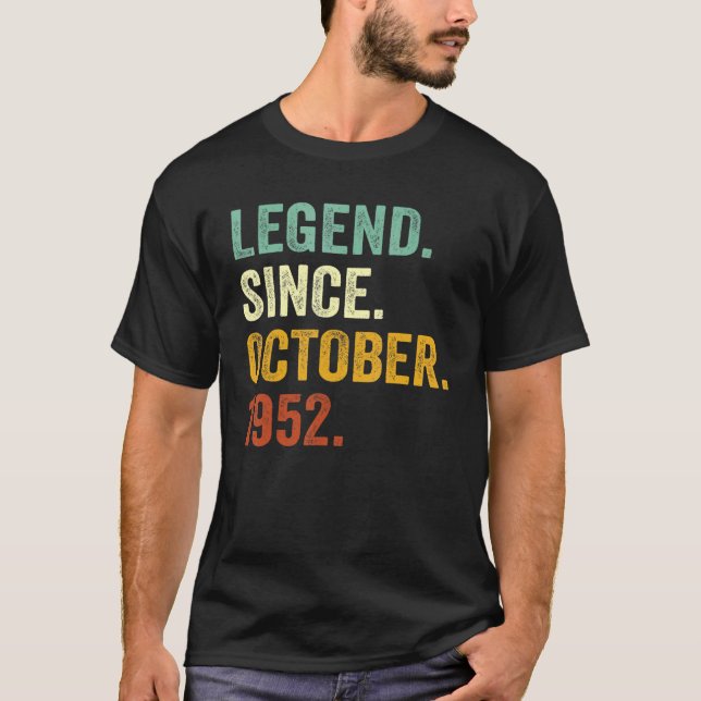 70 Jahre alte Legende seit Oktober 1952 70. Geburt T-Shirt (Vorderseite)