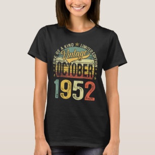 70 Jahre alte Vintage Oktober 1952 70. Geburtstag T-Shirt