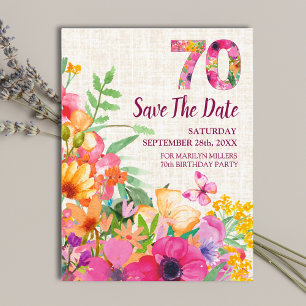 70 Jahre Blume Blumenhandtücher 70. Geburtstag Ankündigungspostkarte