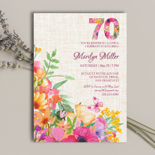 70 Jahre Blume Blumenhandtücher 70. Geburtstag Einladung