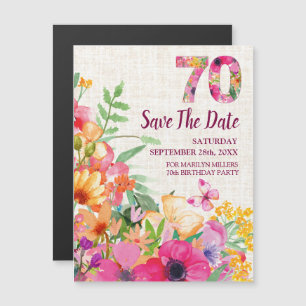 70 Jahre Blumenwäsche 70. Geburtstag Save the Date Magneteinladung