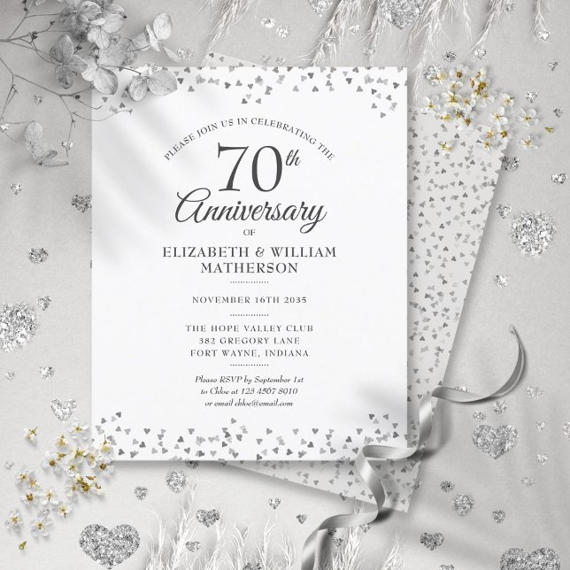 70. Jahrestag des Haushaltsvorentwurfs Einladung (Budget 70th Anniversary Hearts Invitation)