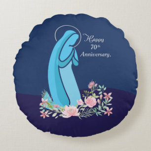 70. Jahrestag des religiösen Lebens Nun Pink Blume Rundes Kissen