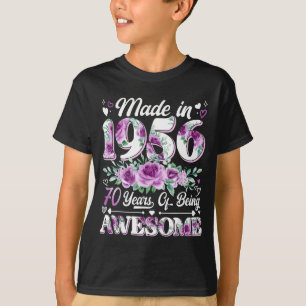 70-jährige, hergestellt 1956, floral, 70. Geburtst T-Shirt