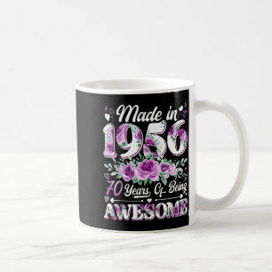 70-jährige hergestellt 1956 floral 70. Geburtstag  Kaffeetasse