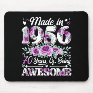 70-jährige hergestellt 1956 floral 70. Geburtstag Mousepad