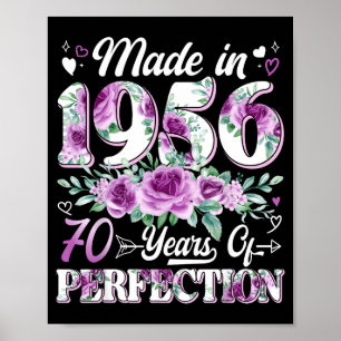70-jährige hergestellt in 1956 floral 70. Geburtst Poster