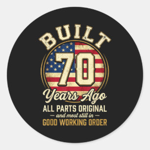 70-jähriger Mann Patriotisch USA-Flagge Vater 70. Runder Aufkleber