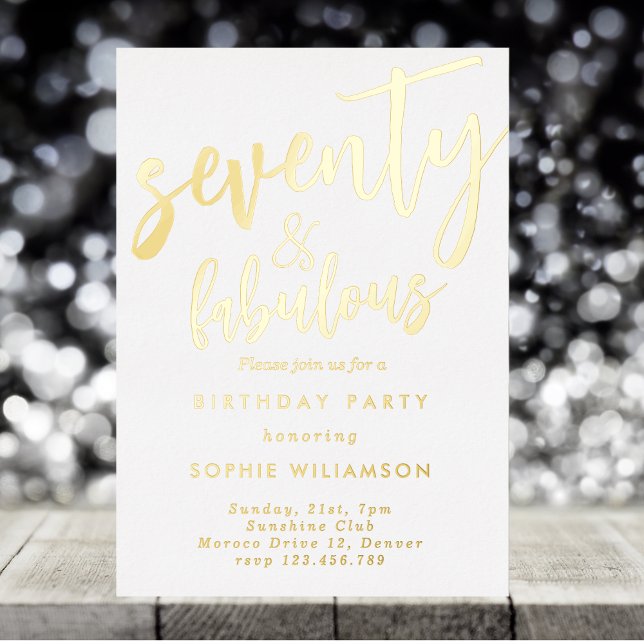 70-jähriger und fabelhafter vergoldeter Geburtstag Folieneinladung (Von Creator hochgeladen)